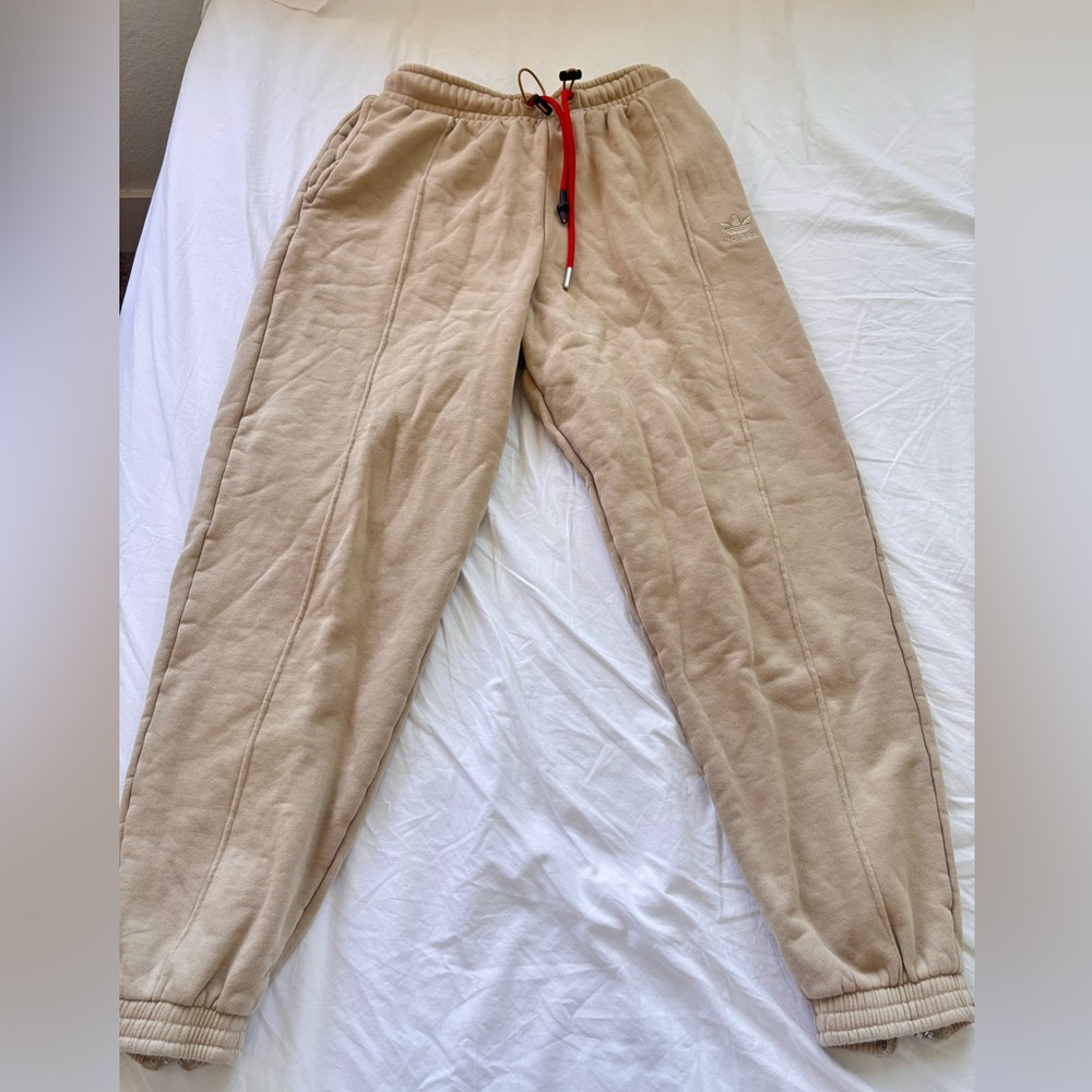 Women’s adidas Beige Joggers with Red Drawstring